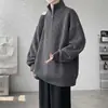 Suéter negro de media cremallera para hombre, otoño e invierno, talla grande, holgado, casual, elegante, cuello alto, chaqueta de punto, moderno