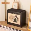 Banqueta para Cambiar Zapatos con Forma de Gato de Madera Maciza para Entrada de Casa, Zapatero Lindo y Creativo, Banco para Ponerse los Zapatos, Asiento para la Entrada, Zapatero y Banco Todo en Uno