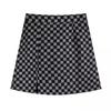 Falda a cuadros línea A para mujer primavera 2024 cintura alta para mujer adelgazante diseño de tablero de ajedrez retro estilo coreano falda de cadera