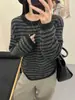 Nuevo Suéter Grueso de Rayas para Mujer 2025 Otoño e Invierno Camisa Base Perezosa de Gama Alta Top Estilo Perezoso