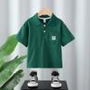 Camisa Polo de Manga Curta de Algodão Puro para Meninos Verão 2025 Novo Estilo Coreano Camiseta Infantil Tamanho Médio e Grande Roupas Finas de Verão para Crianças