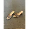 Sandalias tejidas de tacón alto con lazo retro, puntera abierta, tacón grueso, estilo francés elegante para uso en exteriores