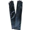 Luvas Elásticas de Couro Envernizado Escuro Femininas 43cm para Trajes de Performance Cosplay Ópera Noturna Transfronteiriça