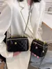 Bolso Caja Minimalista Estilo Francés Transfronterizo 2026 Inspirado en Chanel Personalizado PU Acolchado Bordado Bolso de Hombro Cruzado
