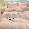 Juego de Cama Individual de Cuatro Piezas Grado A para Maternidad e Infancia Sábana Funda de Edredón Ropa de Cama Dormitorio de Estudiante Juego de Tres Piezas Venta Directa de Fábrica