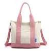 Bolsa de Lona Estilo Japonês 16 oz, Bolsa Tote Feminina Versão Coreana, Bolsa de Ombro Único Transversal, Bolsa Feminina Simples de Grande Capacidade, Blocos de Cor