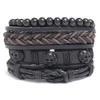 Pulseira de couro trançado retrô com personalidade de joias da moda para comércio exterior europeu e americano, pulseira de terno de combinação quádrupla DIY
