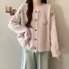 Novo Suéter de Tricô Floral com Gola Redonda e Mangas Longas, Estilo Suave para Primavera e Outono, Cardigã Versátil Macio Vintage, Top Tendência para Mulheres