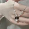 "Amor Impecável" Pingente de Laço Estilo Francês Colar de Pérolas Feminino 2024 Novo Corrente de Gola de Luxo Leve