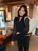 Blusa de Manga Larga Versátil con Cuello de Volantes, Lunares Retro Franceses, Té Verde Limón, Otoño Temprano 11037 (con Cinta)
