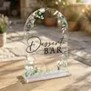 Decoración de Prado Verde Temporada de Bodas Románticas Letrero Numérico Acrílico 2D Serie Estilo Fresco Adorno de Mesa para Fiesta de Bodas