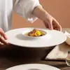 Plato de Cena Cerámico Casual y Creativo, Comida Francesa, Comida Occidental, Plato de Comida Italiana, Plato para Fideos, Plato de Postre, Plato Personalizado de Alta Apariencia para Snacks