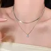Colar Corrente Osso de Cobra com Pingente Único de Zircônia Diamantada Transfronteiriço, Pingente de Nicho de Luxo Leve, Colar Corrente Clavicular, Joia de Corrente para Pescoço Feminino