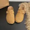 Zapatos Boken para Mujer Medio Abiertos 2026 Primavera Nuevos Suela Gruesa Estilo Universitario Retro Slip-On Persona Perezosa Exteriores Punta Cerrada Pantuflas
