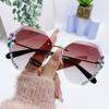 Nova moda strass óculos de sol das mulheres emagrecimento frameless aparar óculos de sol Net vermelho na moda UV-prova óculos de estilo coreano
