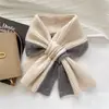 Novo Cachecol Feminino Outono e Inverno Frio Quente Combinação de Cores Tricô Cruzado Lã Versátil Fashionável Lindo Cachecol de Menina