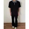 Camiseta Polo Retro Americana Falsa Duas Peças de Manga Curta para Homem 2026 Novo Estilo Retalhos Xadrez Roupa Masculina de Manga Meia-Manga Verão
