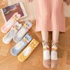 Calcetines de Coral de Gato de la Suerte para Mujer, Espesos para el Hogar, Gato de Dibujos Animados Lindo, Peludos para Dormir