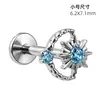 Pendientes de Aleación de Titanio F136 Sol Luna Circonita Clavos para Cartílago Auricular Joyería de Titanio G23 Clavos para Cabeza Nariz Joyería para Piercings Corporales