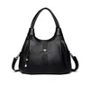 Bolsa de Mão Feminina Estilo Novo Transfronteiriça, Bolsa de Ombro Feminina de Couro Macio de Luxo, Bolsa Grande de Cor Sólida Retrô para Mães