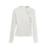 Ropa de Mujer al por Mayor Transfronteriza Estilo Europeo y Americano Camisa de Manga Larga con Cuello Semiabierto Otoño e Invierno 2026 Nuevos Tops de Diseño Coreano
