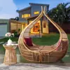 Sofá Jaula de Pájaros Cama de Ratán Lugar Escénico Casa de Huéspedes al Aire Libre Sofá de Vacaciones Celebrante Cibernético Pájaro que Pica Nido de Pájaro Cama Redonda Hamaca al Aire Libre