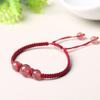Pulsera de Cristal de Fresa Mori para Mujer Pulsera Tejida de Cuerda Roja de Cristal Rosa Obsidiana Negra Mejor Amigo de Pareja Regalo de Cumpleaños
