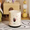 Lixeira fofa de desenho animado com rodas, grande capacidade para uso doméstico, adequada para sala de estar e quarto, recipiente de armazenamento em formato de torrada, maçã ou gato