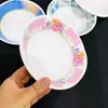 C383 Tazón Pequeño Blanco Estampado Imitación Porcelana Plástico Melamina 14cm Tazón de Exportación Plato para Pepinillos Tazón para Desayuno de Leche de Soya