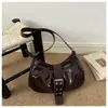 Bolso de Mano Plegado con Hebilla Personalidad Picante Retro Bolso Baguette Bolso de Hombro de Media Luna Moda de Alto Temperamento para Mujer