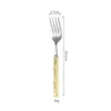 Conjunto de Talheres de Aço Inoxidável 304 Estilo Bambu Acrílico Criativo Estilo Ocidental para Uso Doméstico Garfo de Sobremesa Colher de Sobremesa Colher de Sopa