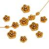 Contas de flores de rosas 3D de aço inoxidável, acessórios artesanais perfurados com contas, pulseira, joias, acessórios para colar, atacado