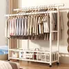Perchero de pie para dormitorio, uso doméstico, perchero de doble barra engrosada, perchero simple, estante de almacenamiento de ropa