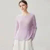 Nueva colección otoño/invierno: Suéter ligero de cachemir con lentejuelas y manga larga, con cuello redondo, diseño de crochet calado y corte holgado