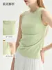 Top deportivo para mujer, diseñado para cubrir las caderas, adecuado para fitness y yoga, corte holgado y relajado, estilo largo, camiseta de tirantes de yoga sin costuras, sin mangas