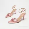 Nuevas sandalias de tacón alto de punta abierta para primavera y verano, cómodas y no cansan, zapatos de tacón alto para mujer de baile latino, zapatos de tacón de una sola tira, modernos y elegantes