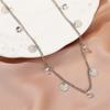 Collar Redondo Creativo Retro Esmerilado Europeo y Americano Transfronterizo Temperamento Damas Colgante de Cristal Cadena Clavícula Collar de una Sola Capa