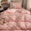 Conjunto de Roupa de Cama Estudantil Super Macio 100% Algodão para Dormir Nu, Conjunto de Três Peças para Estudantes, Cama de Solteiro, Cama Elástica, Conjunto de Quatro Peças 100% Algodão para Dormitório