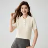Suéter de cachemira para mujer, cuello polo, tejido de ochos, casual, corte holgado, elegante, estilo "old money", nueva colección de punto para otoño e invierno