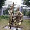 Entrega de fábrica fundición cobre puro Decoración cuadrada arte escultura minoría étnica canto y danza figura moderna escultura