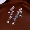Pendientes de Borla con Flor de Circonita de Aguja Plateada, de Moda, Lujo Ligero, Pendientes de Alta Gama, Diseño Exquisito de Nicho, Pendientes Versátiles para Mujer