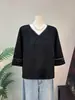 Zhi LiBlusa Base Jacquard Estilo Chino Nuevo Manga con Lentejuelas Cuello en V Manga Media Elegante Verano Nuevo 2026 1