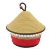 Cesta de Almacenamiento Cuerda de Algodón Tejida Caja de Regalo Caja de Almacenamiento de Año Nuevo con Tapa Asa Cesta Ruyi Roja Cesta de Almacenamiento