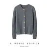Um Suéter Cardigan Macio 100% Caxemira Pura para Mulheres Outono e Inverno Novo Suéter Jaqueta Tricotado 100% Caxemira Gola Redonda
