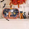 Abóbora Artificial de Madeira de Halloween em Camadas com Decorações de Casa Assombrada, Fantasma e Espantalho Enfeites de Mesa
