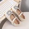 Zapatos de Princesa para Niñas Otoño 2025 Nuevos Zapatos Mary Jane de Suela Blanda para Niños con Pedrería Zapatos de Cuero Pequeños Zapatos de Frijol para Niñas