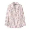 Blazer Xadrez de Botão Duplo Europeu e Americano Nova Moda Primavera/Outono 2026 Feminino Elegante Terno Casual Temperamento Top