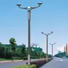 Poste Cuadrado Doble Cabezal para Alumbrado Público Municipal 2*200 Vatios Circuito de Ciudad Poste de Luz de Calle Poste para Farola Personalización