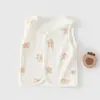 Colete de Camada Dupla, Peça de Roupa Leve Estilo Primavera, Jaqueta 100% Algodão para Meninos e Meninas, Cardigã Infantil, Colete de Bebê