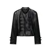 ZA AliExpress el más vendido comercio exterior transfronterizo estilo europeo y americano chaqueta de cuero genuino para mujer con hebilla de nudo